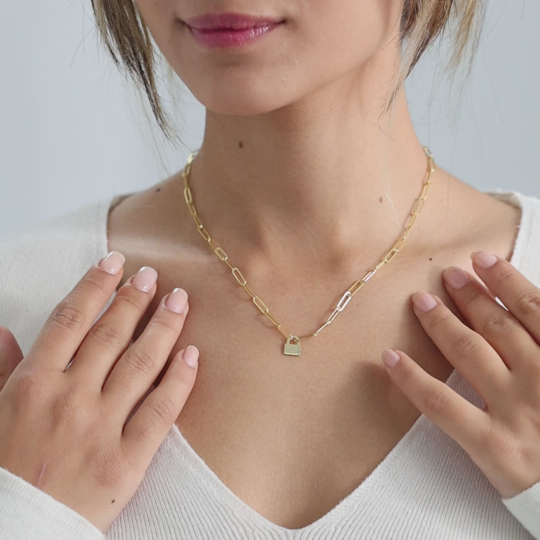 Padlock Initial Necklace