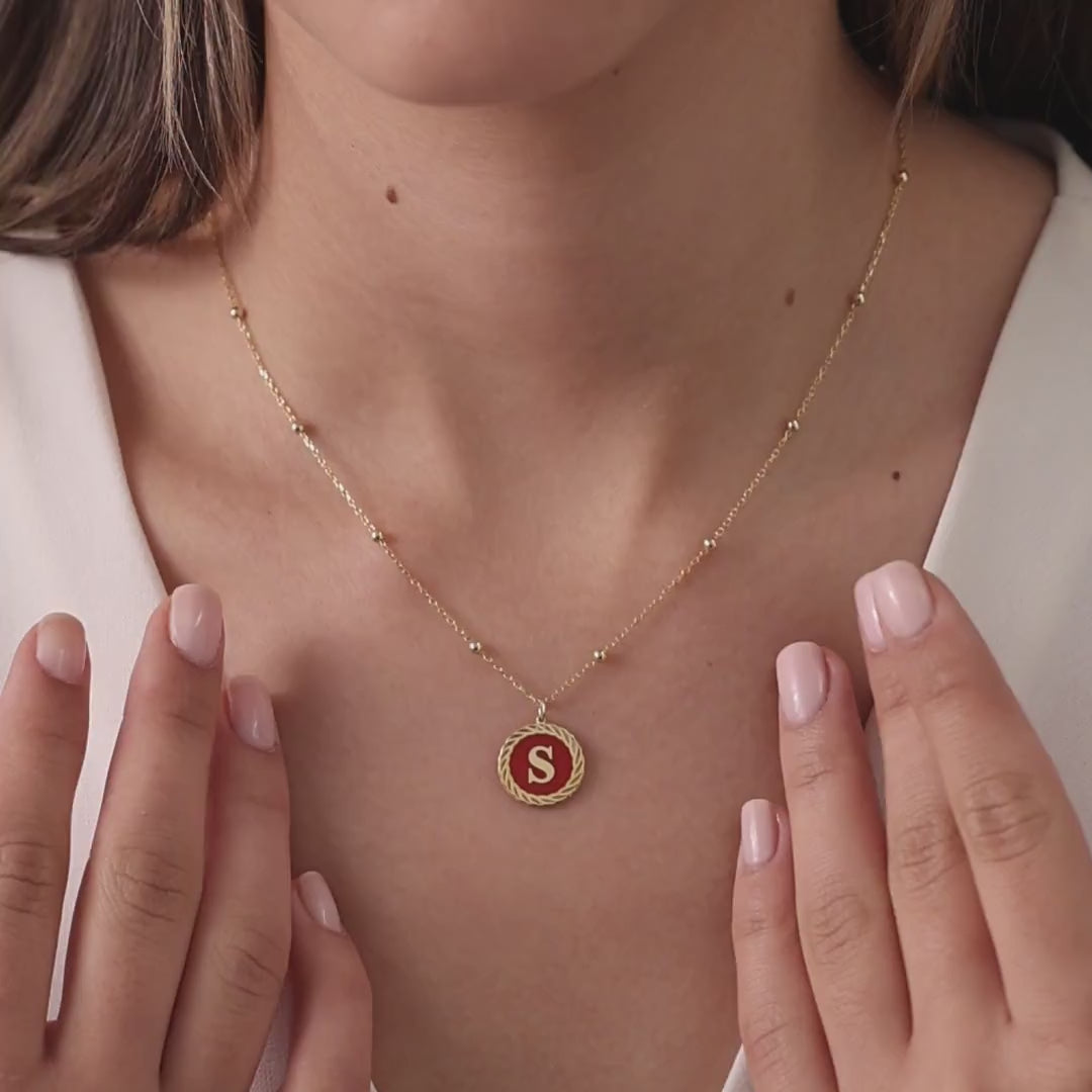 Enamel Initial Necklace