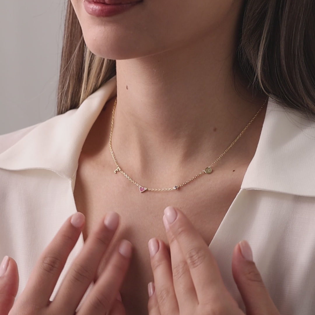 Initial Zodiac Sign Birthstone Necklace