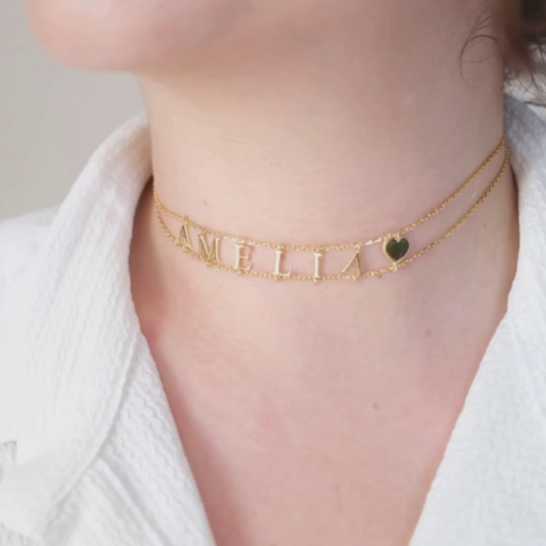 Custom Necklace Layer Letter Choker 