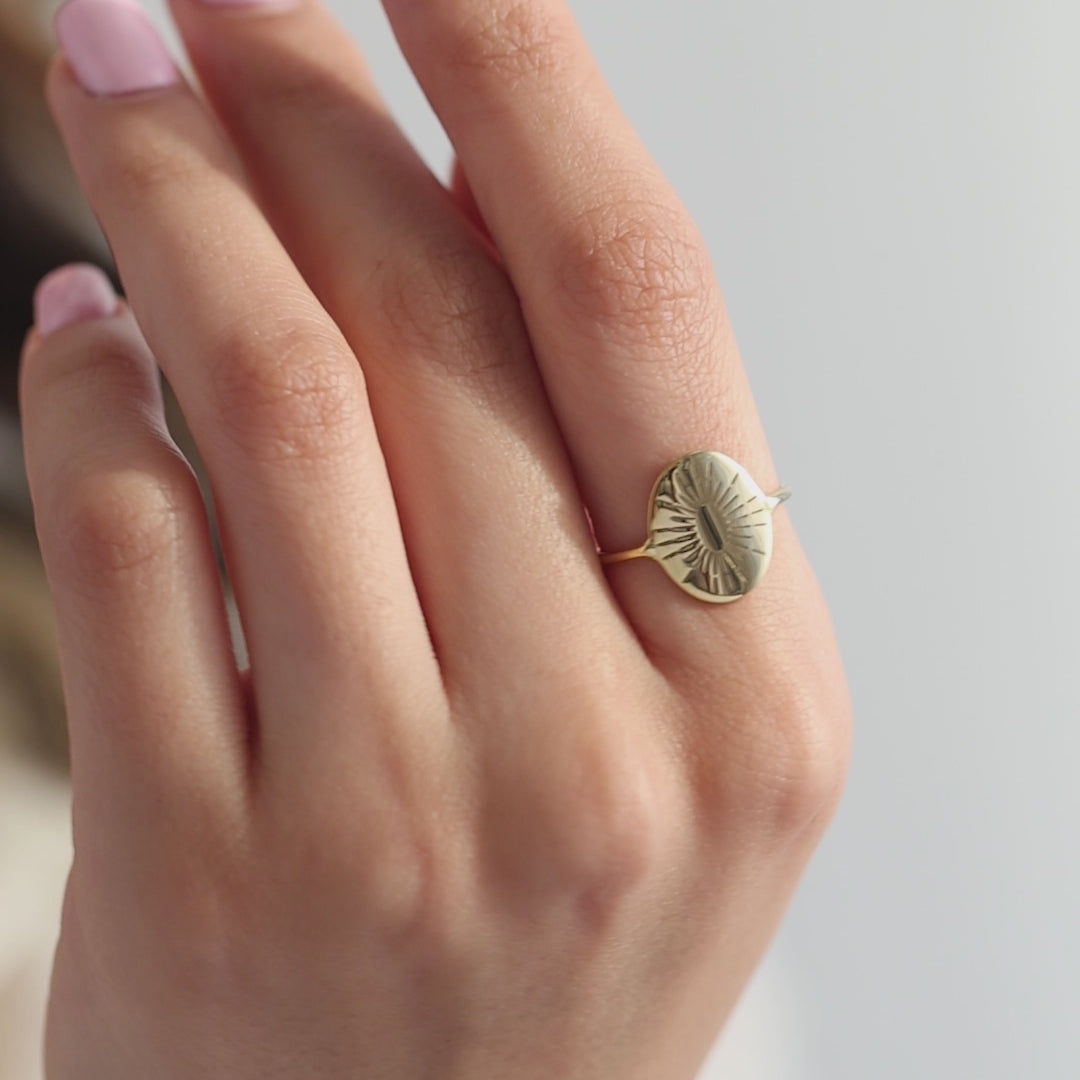 Sunburst Signet Ring Minimalist