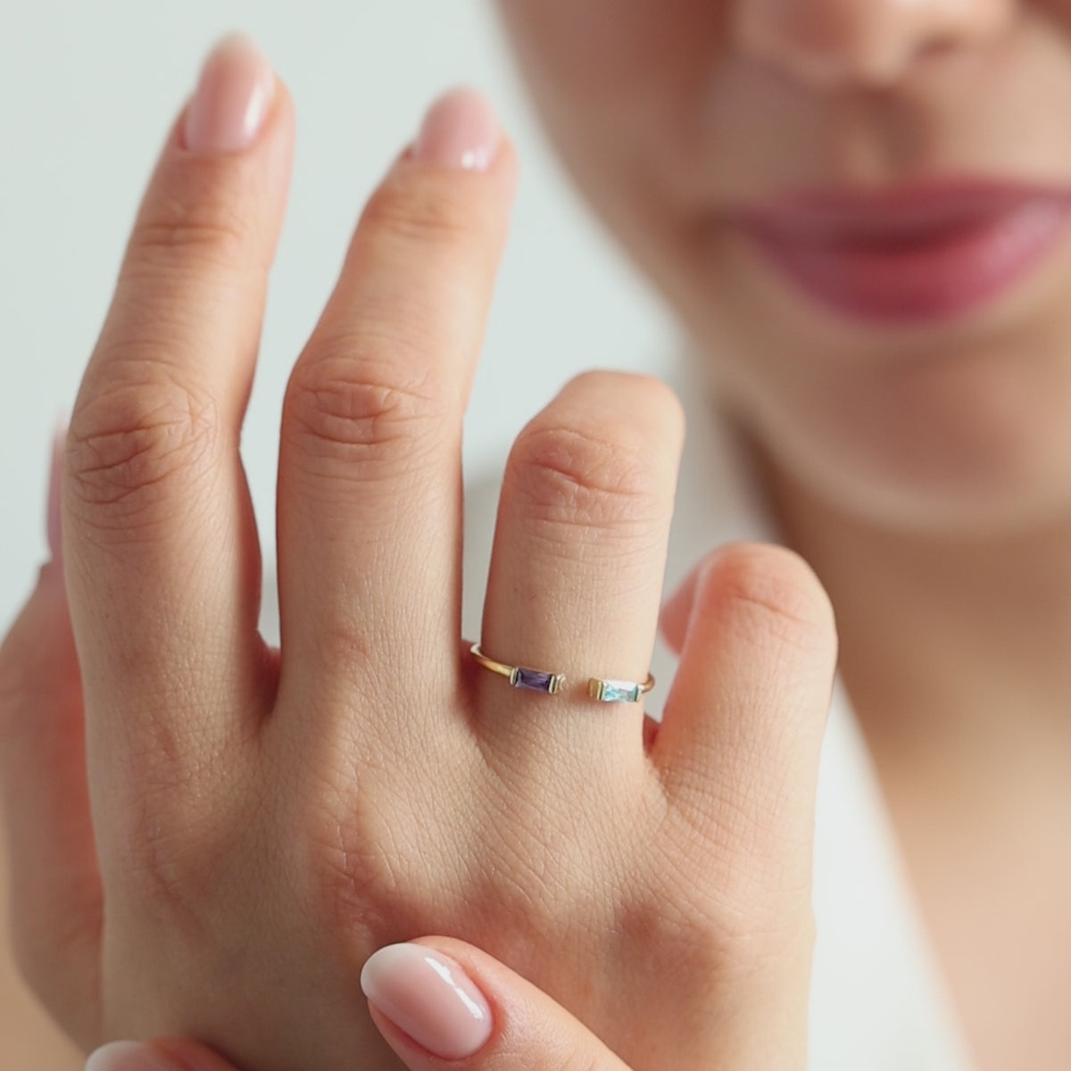 Double Baguette Birthstone Ring