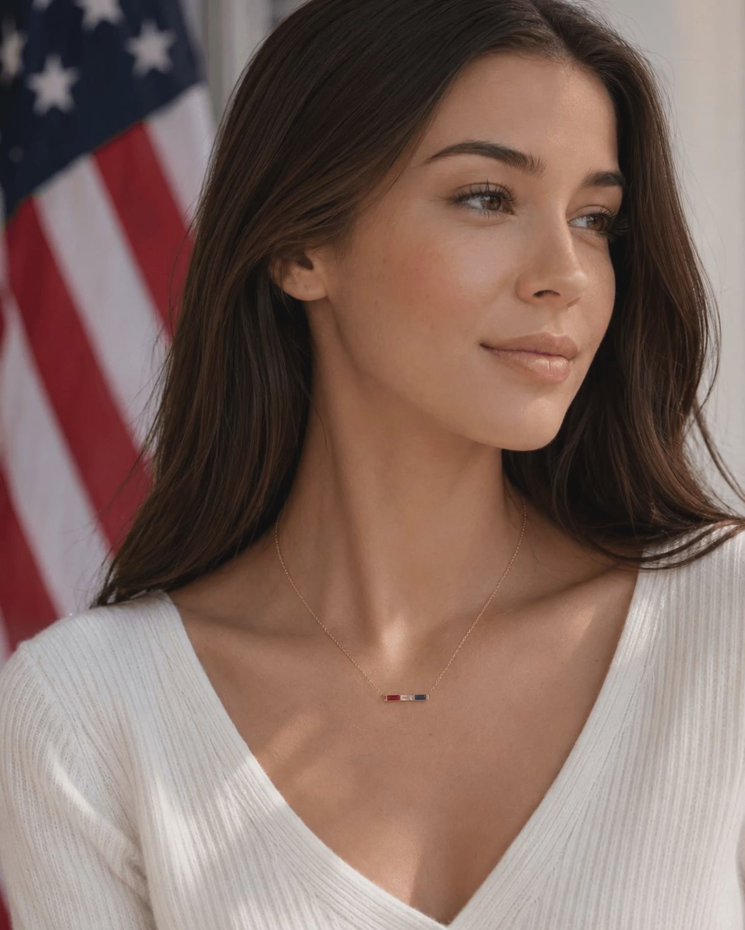 America 250 Baguette Birthstone Necklace