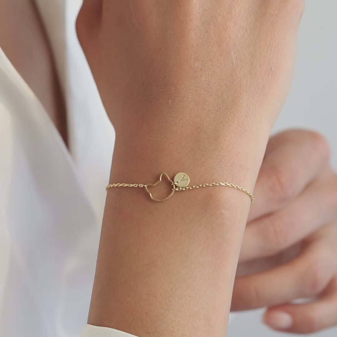 Custom cat face disc bracelet