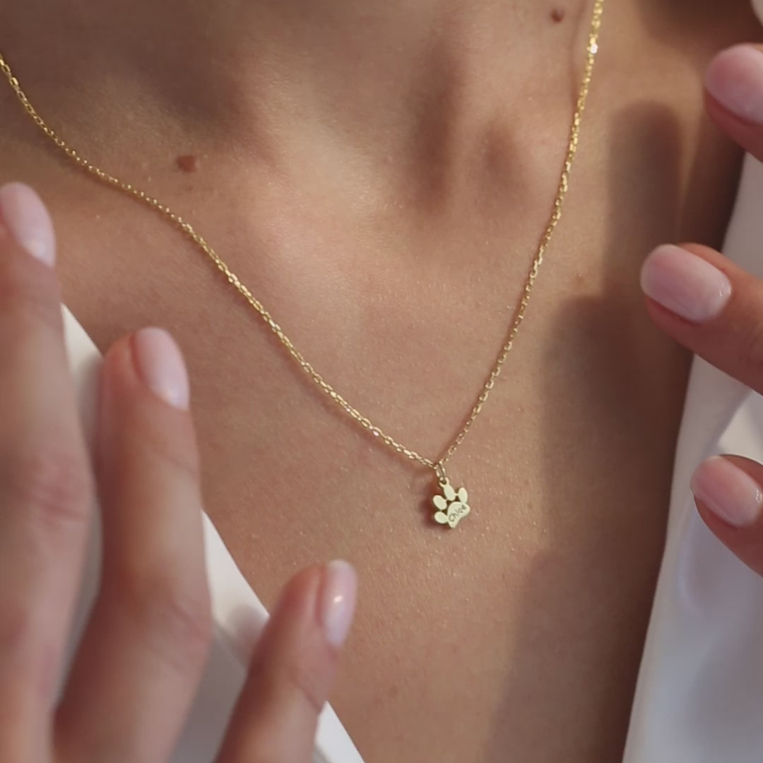 Engraved Paw Print Custom Necklace