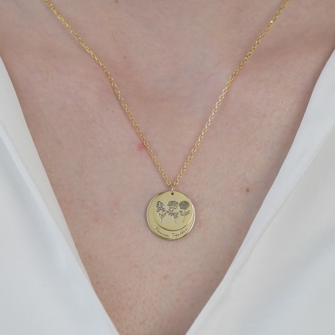 Video of the Custom Birth Flower Double Disc Necklace