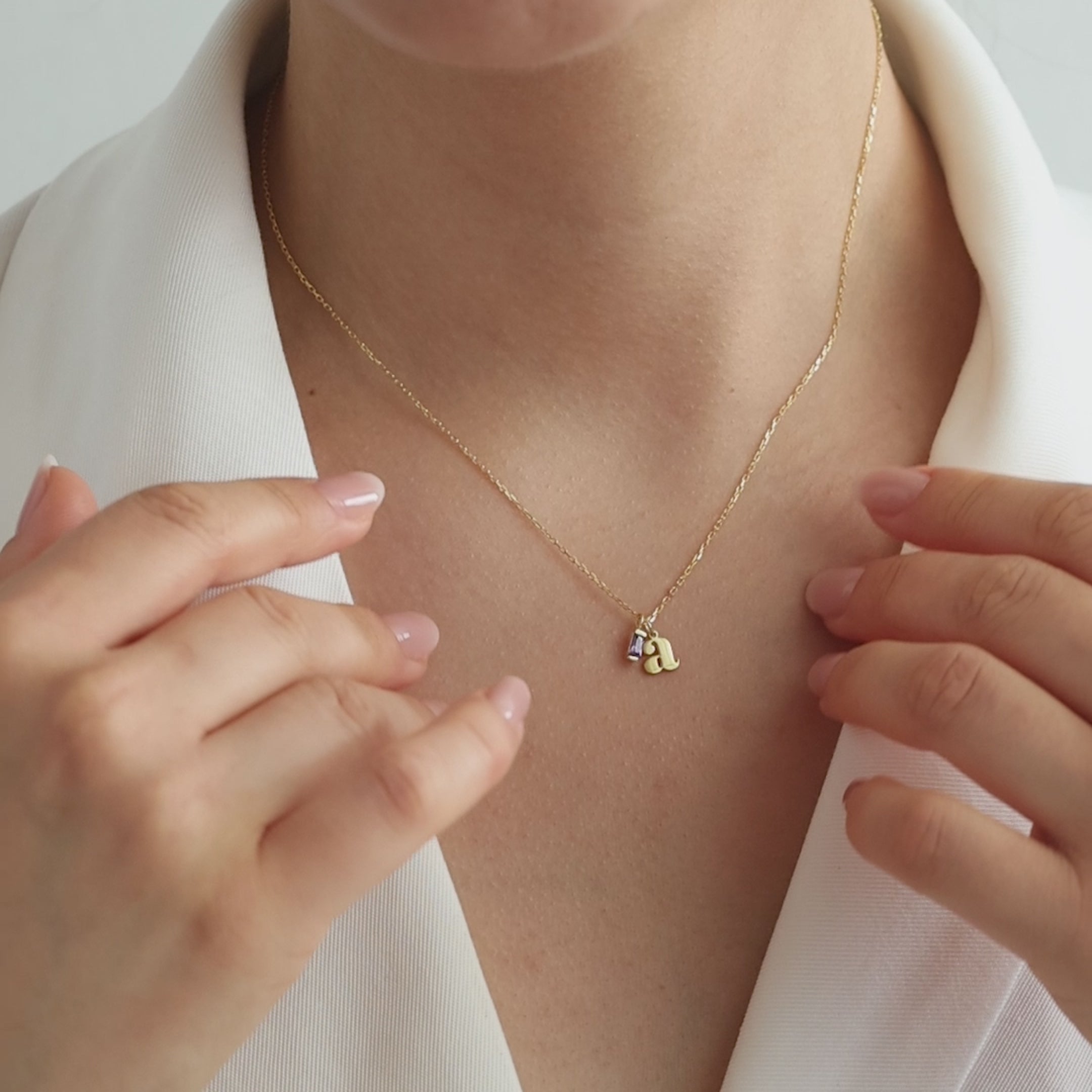 Baugette Birthstone necklace for women gift