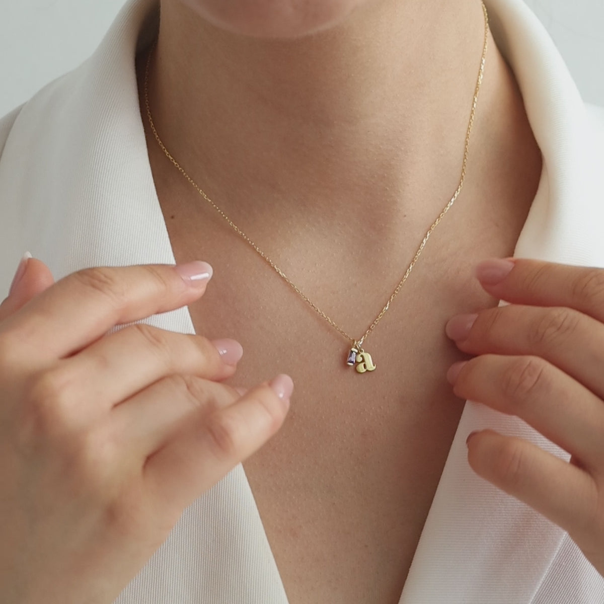 Baugette Birthstone necklace for women gift