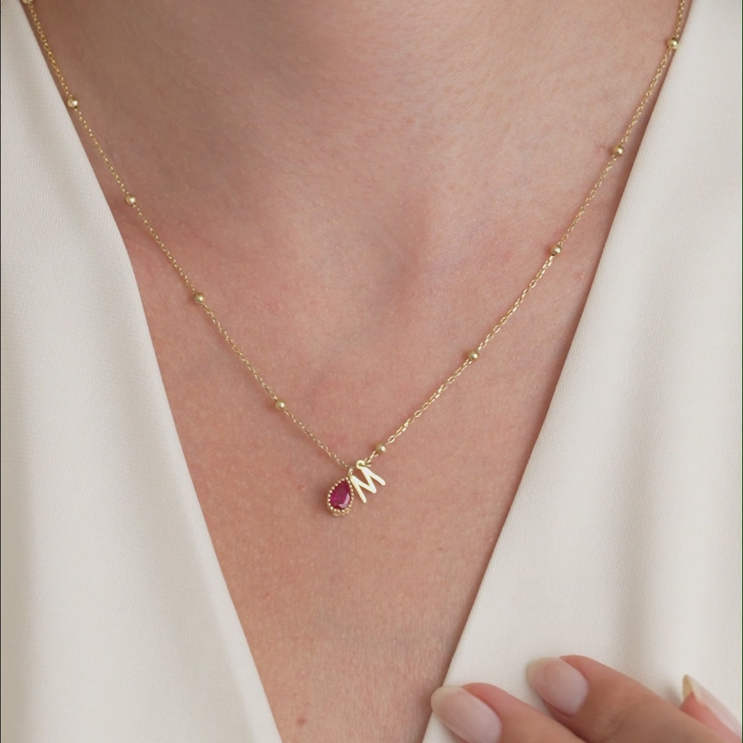 Video of the Initial and Birthstone Charm Necklace