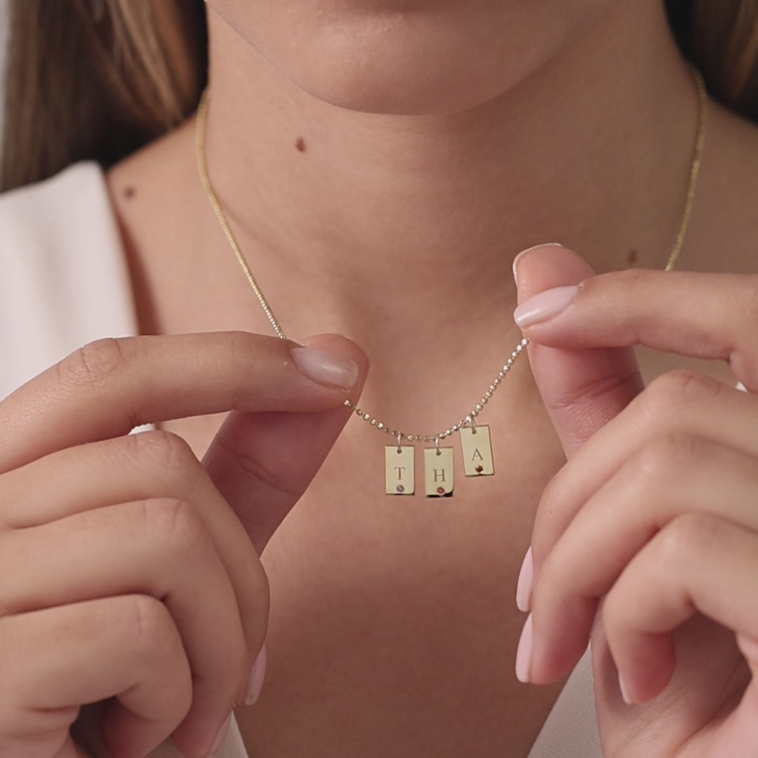 Initial Birthstone Bar Necklace