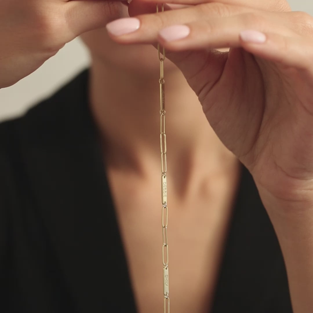 Necklace Multiple Names Paperclip Style