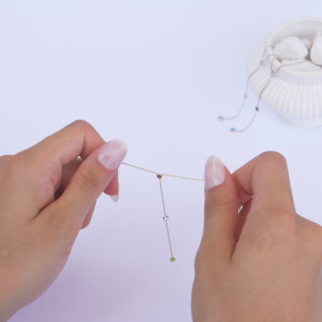 Hanging 3 Birthstone Necklace 