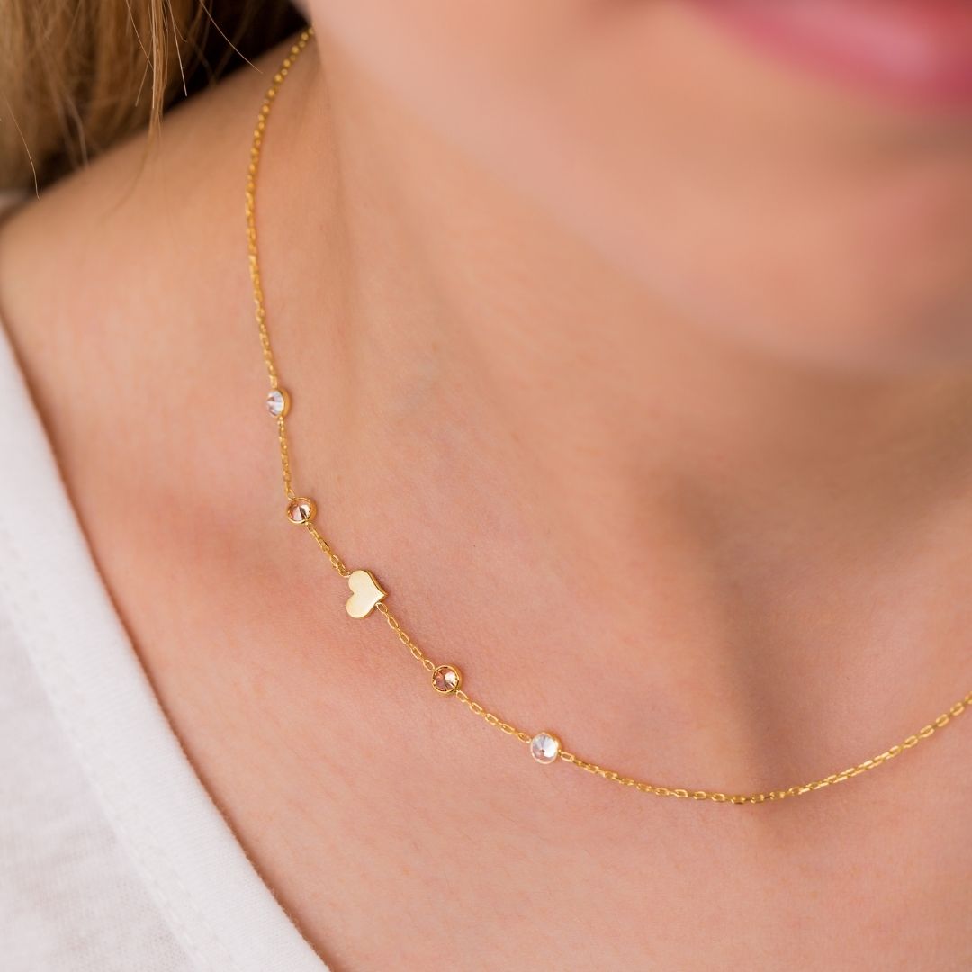 Sideways Cross on Necklace with Birthstone & Initial