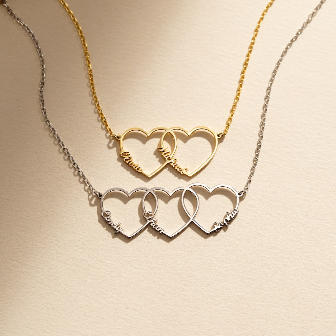 Custom Family Hearts Name Necklace