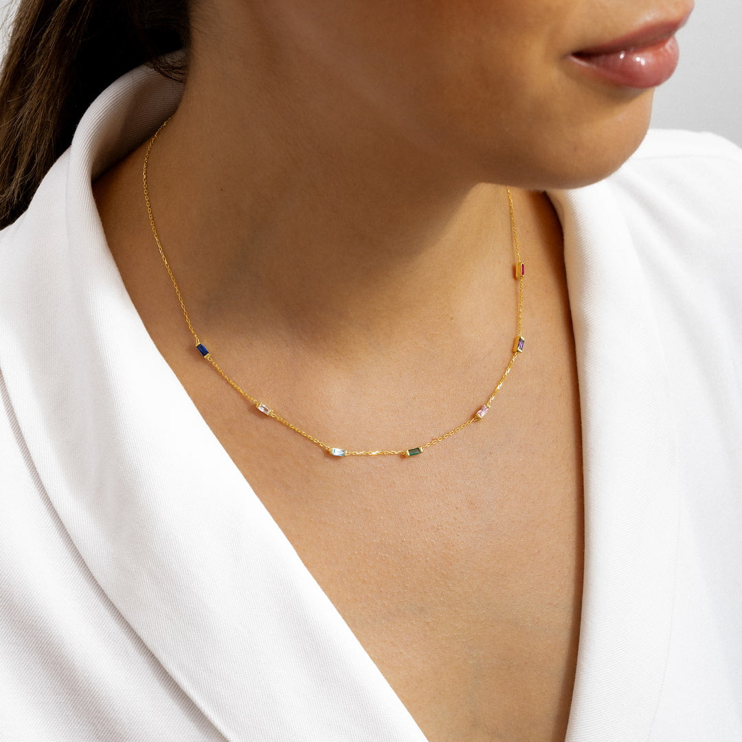 Birthstone Baguette Necklace