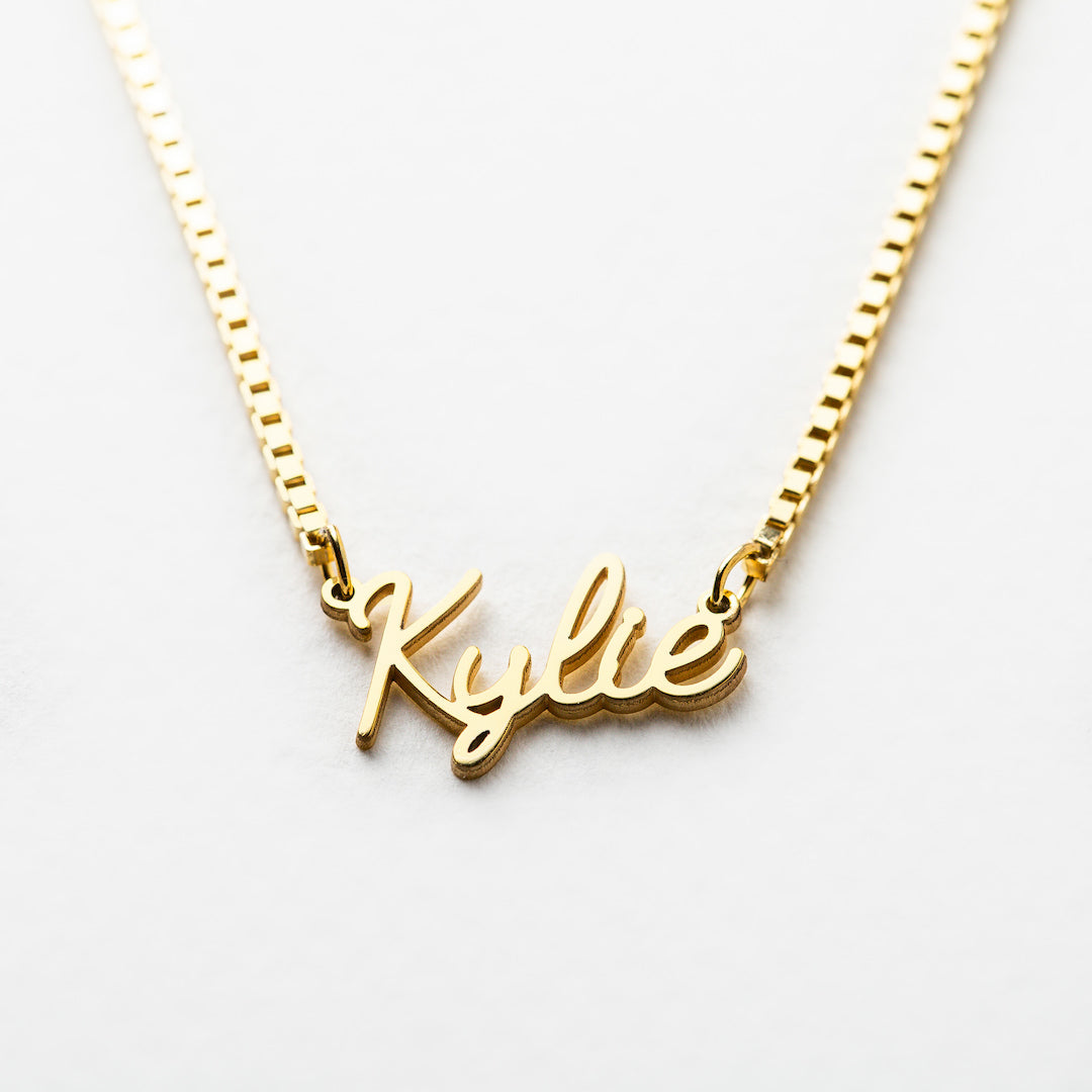Name Necklace with Box Chain