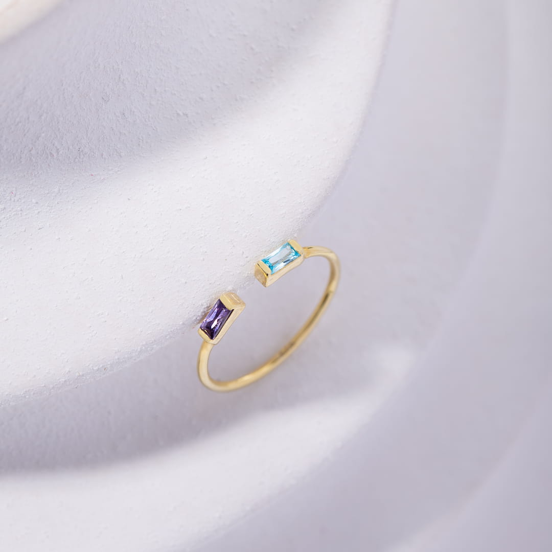 Two Stone Personalized Mothers Ring