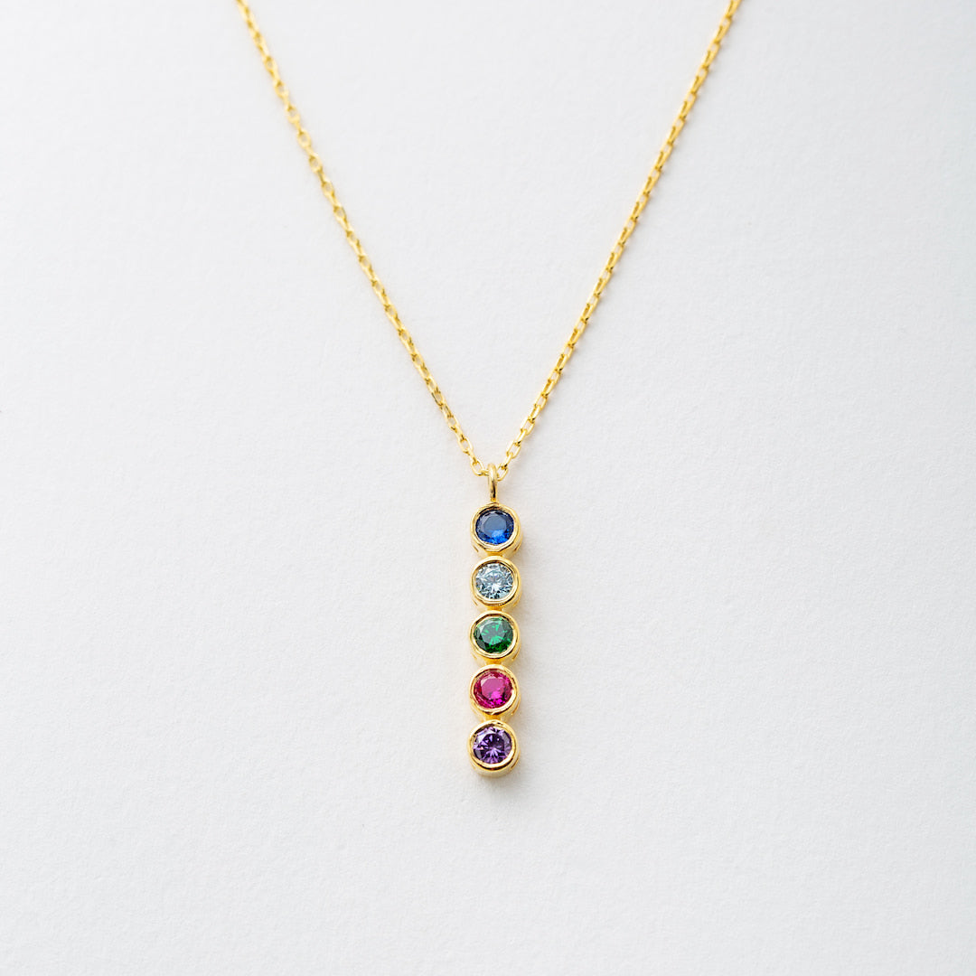 Vertical Family Birthstone Necklace 