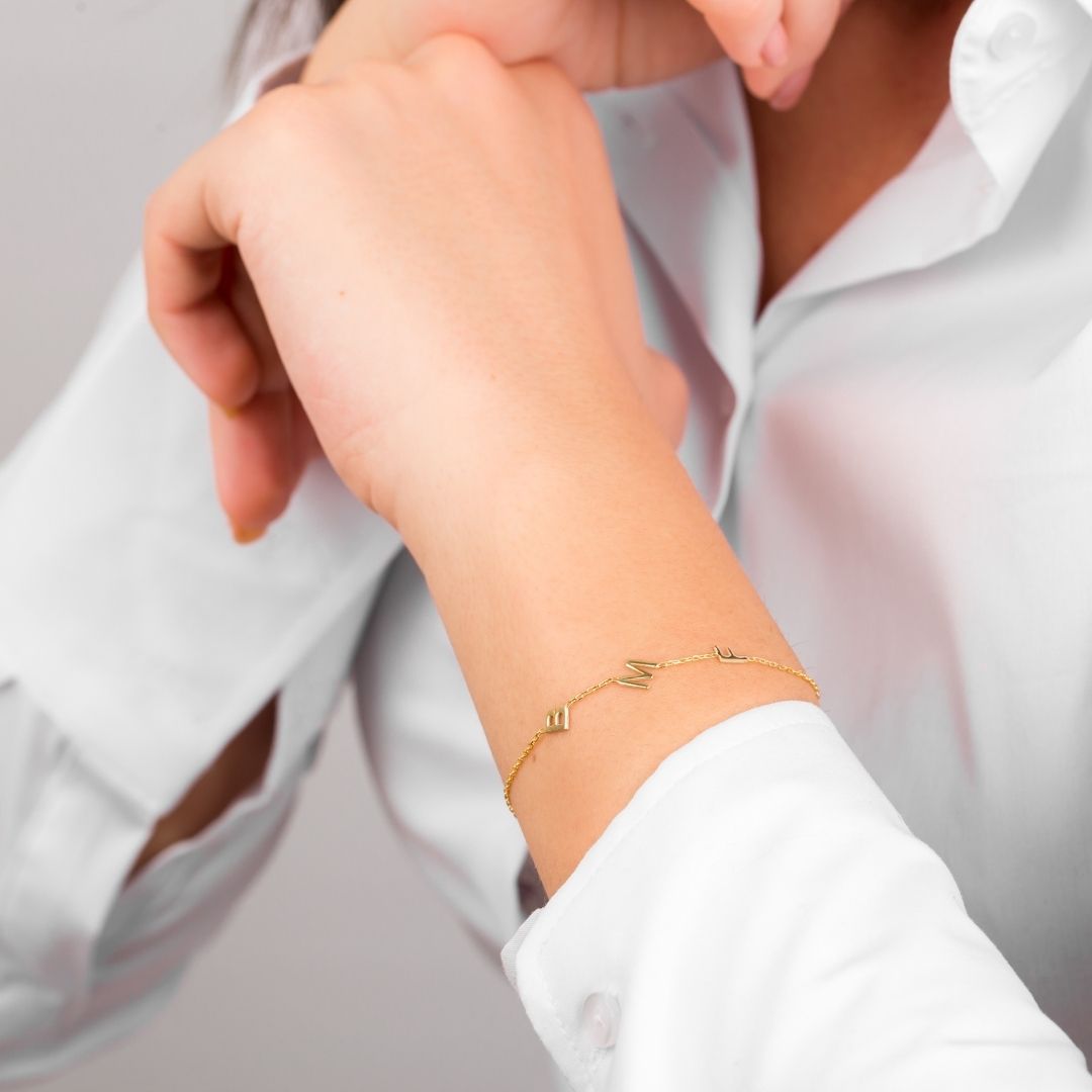 Christmas Gift for her 14K Gold Dainty Letter Bracelet Valentine's Day Gift Mother's Day Gift Mom Gift Mama Gift 