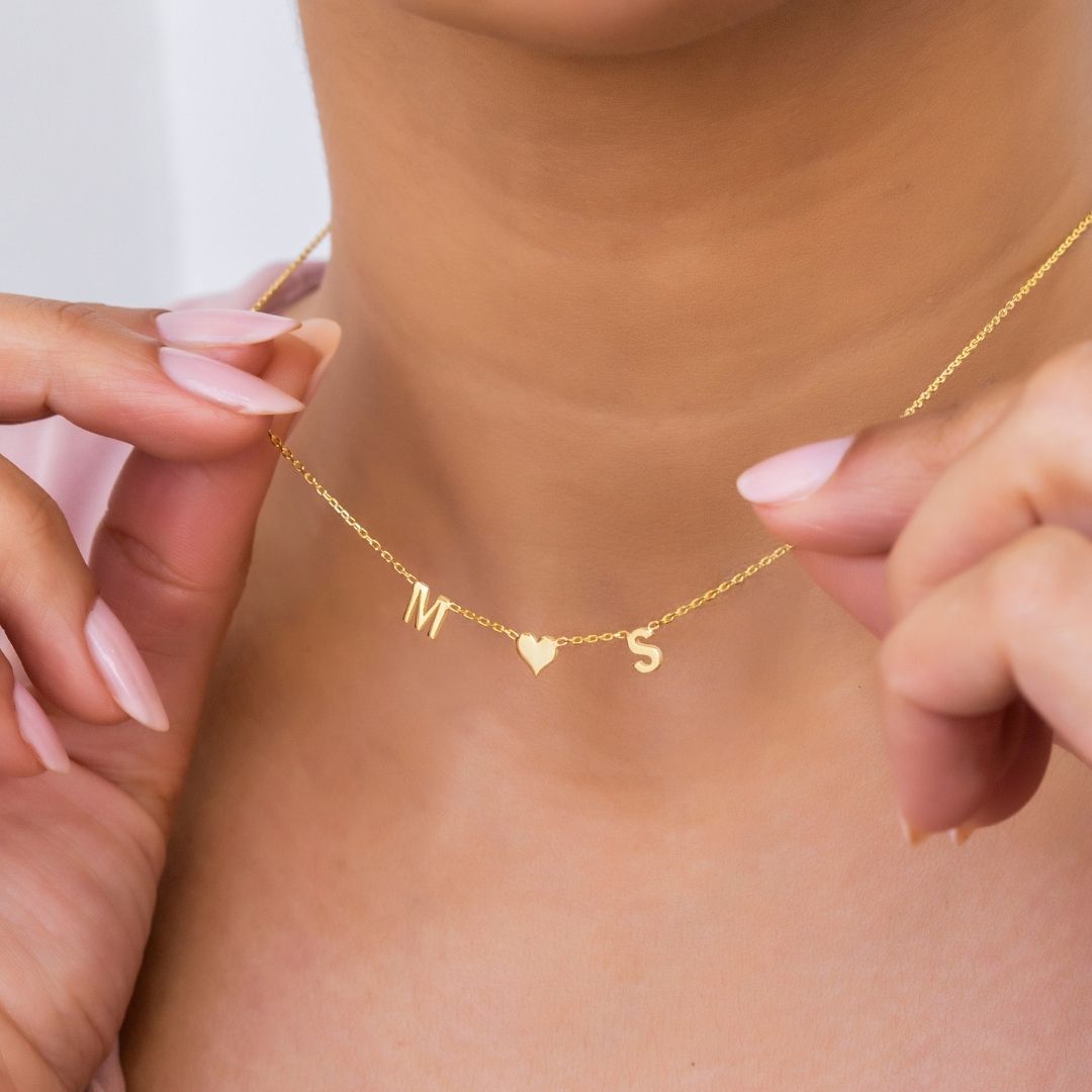 14K Gold Initials necklaces dainty jewelry gift Mother's day gift Gift for Mom Christmas Gift