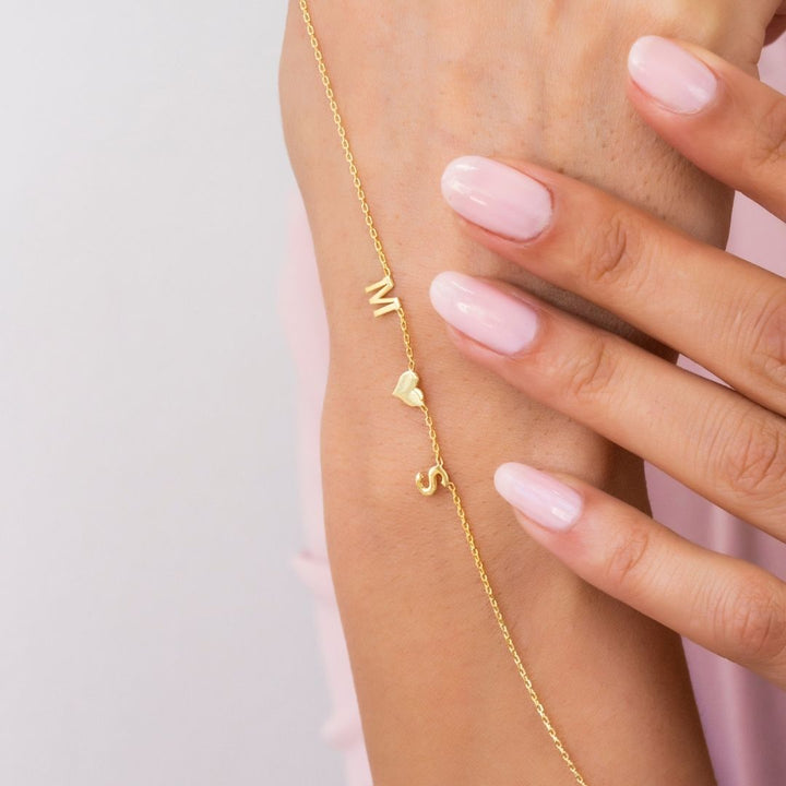 14K Solid Gold Letter Necklace