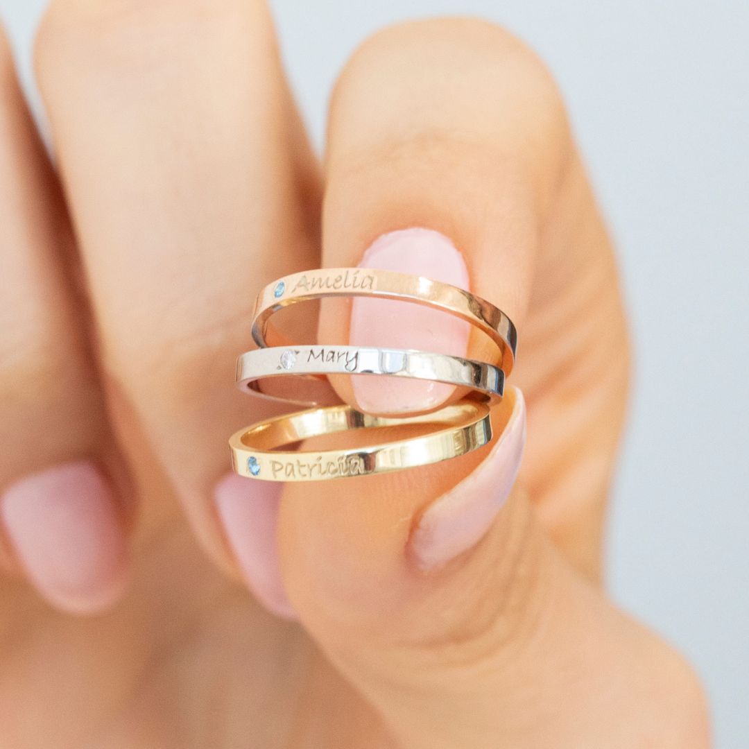Birthstone and Name Ring