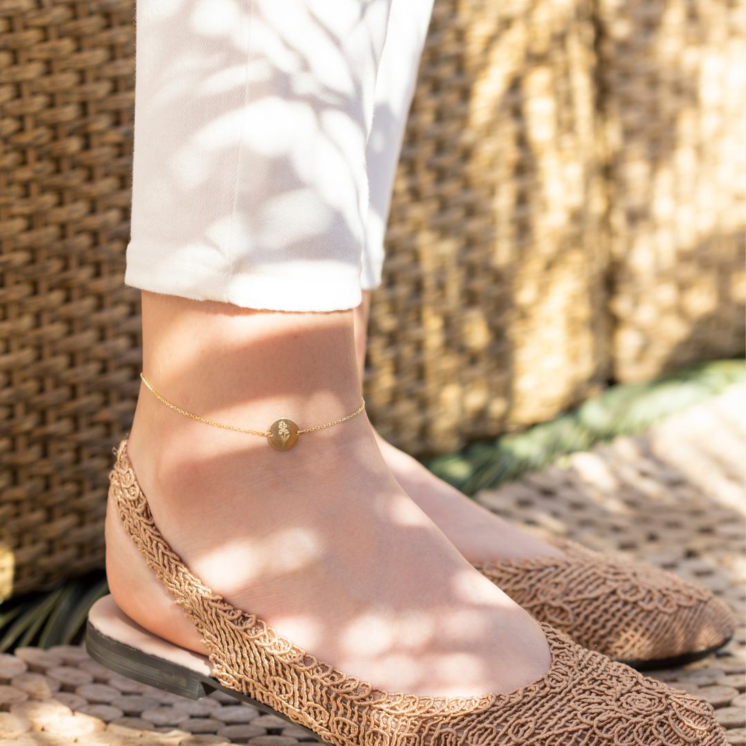 Custom Birth Flower Disk Anklet
