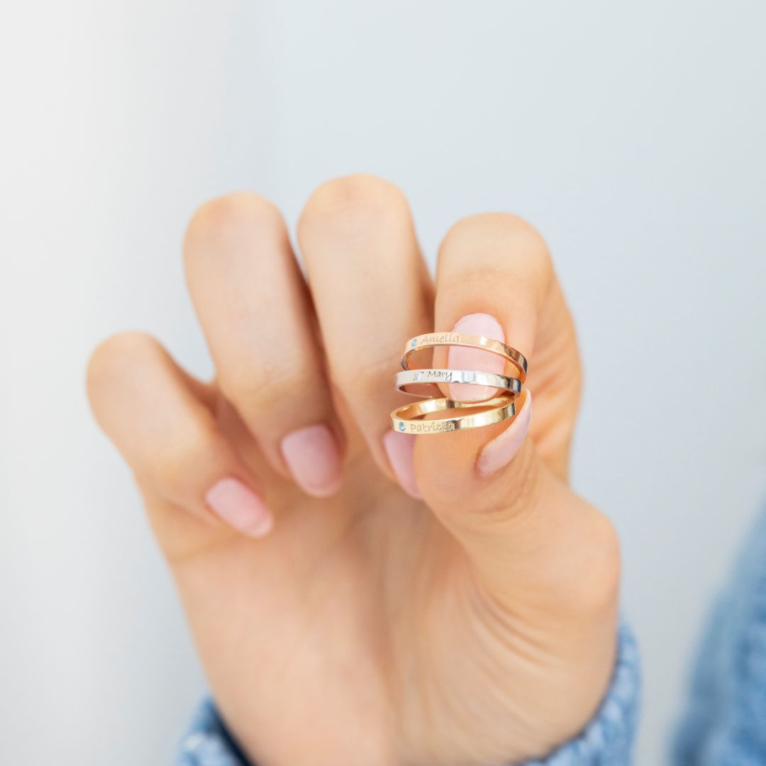 Birthstone and Name Ring