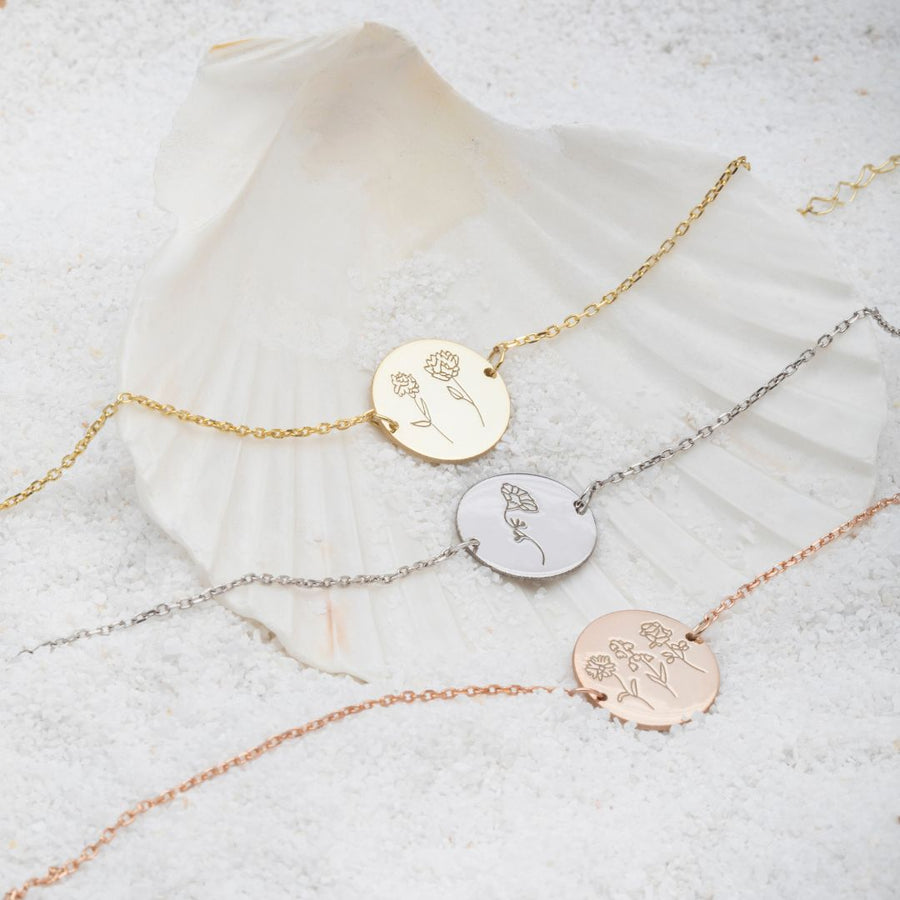 Custom Birth Flower Disk Anklet