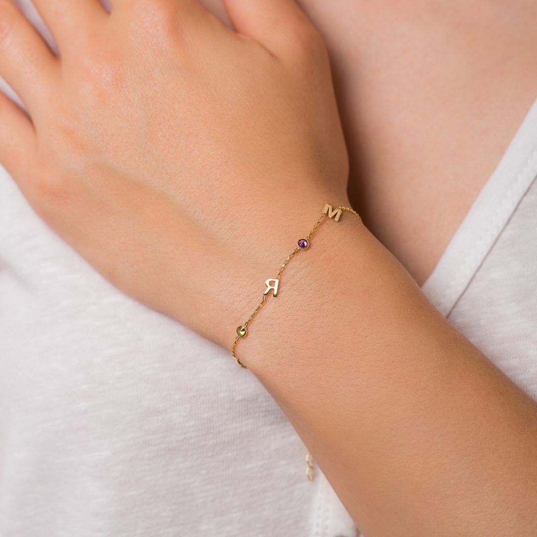 CutePersonalizedChristmas Gift for her Birthstone and Letter Combination Bracelet Valentine's day gift Mother's Day Gift Mom Gift Mama Gift 