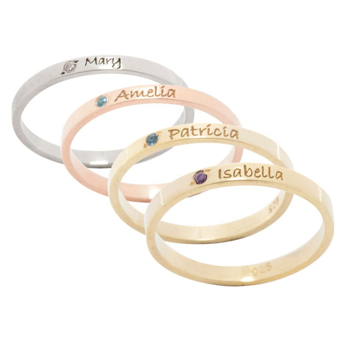 Birthstone and Name Ring
