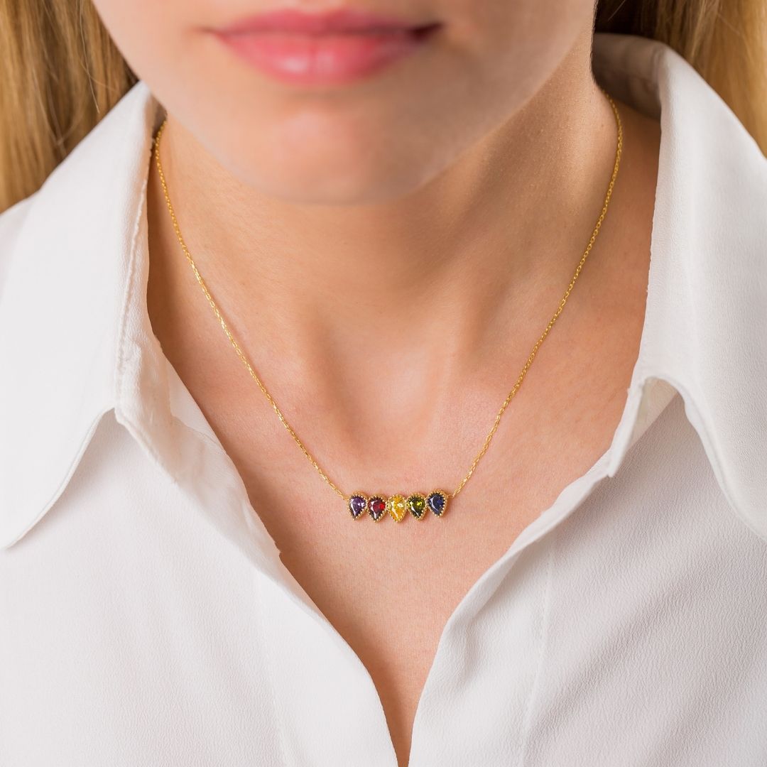 DaintyBirthstoneNecklaceDropshapeCuteChristmaspresentforher  Valentine's day gift Mother's Day Gift Mom Gift Mama Gift 