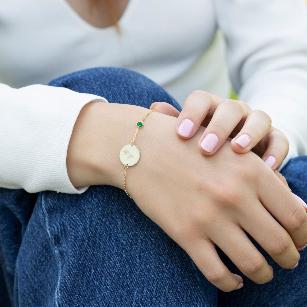 Birth Flower and Birthstones Bracelet
