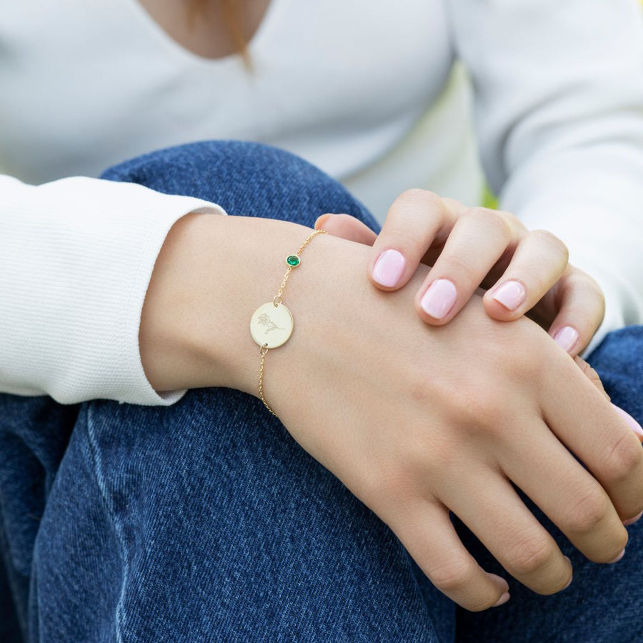 Birth Flower and Birthstones Bracelet