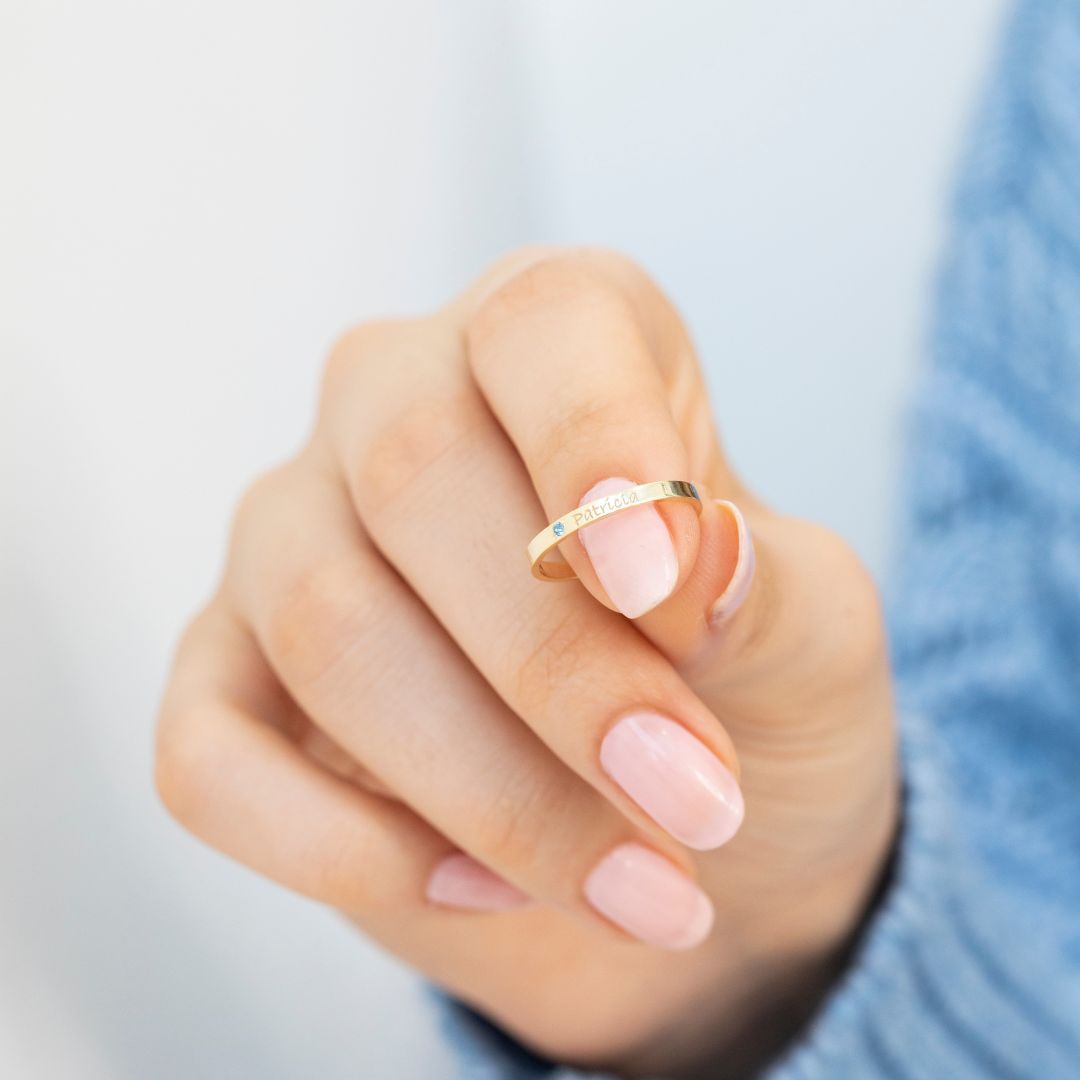 Birthstone and Name Ring