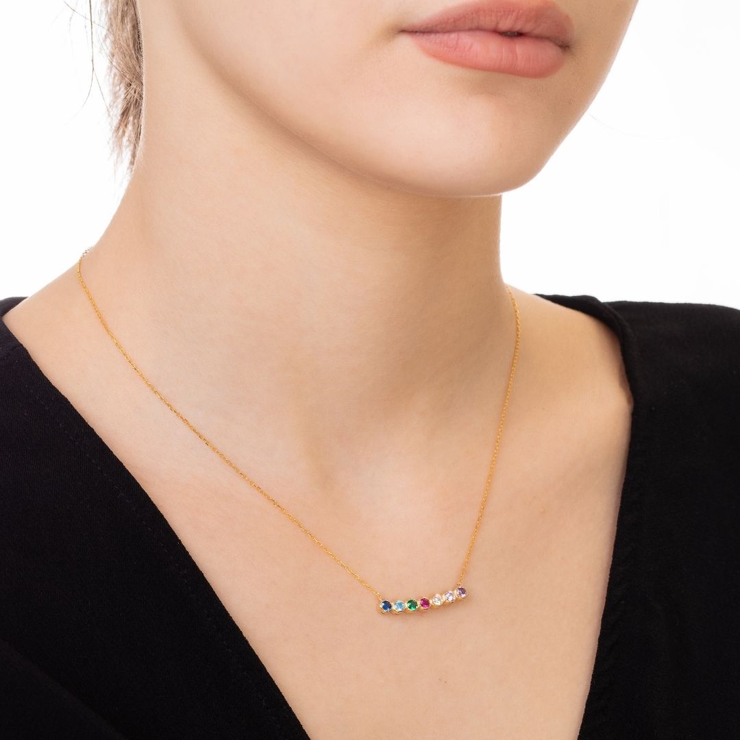 Gold Birthstone Necklace Christmas Gift Gold Family Birthstones Necklaces Rose Gold Silver Valentine's day gift Mother's Day Gift Mom Gift Mama Gift 