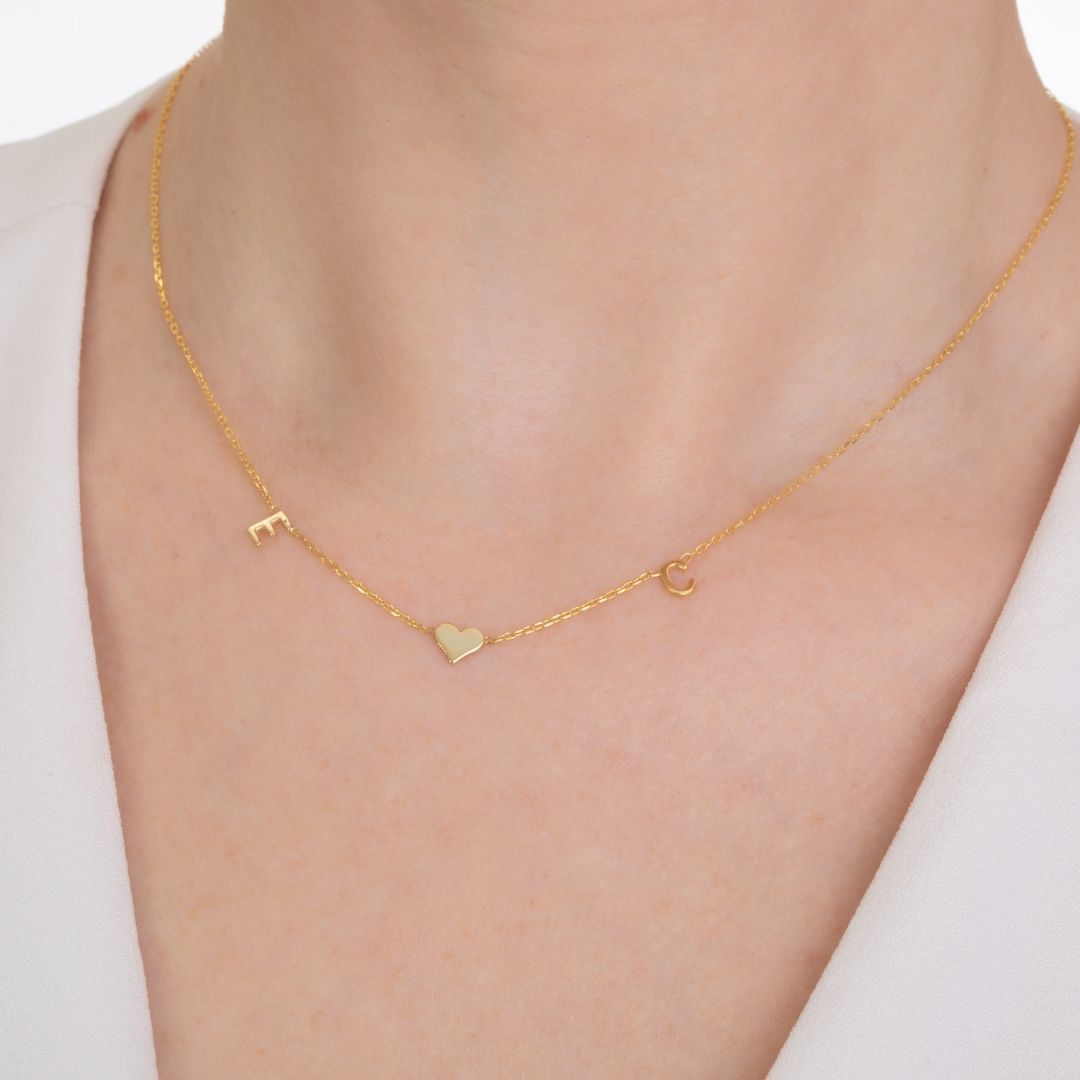 Initials Necklace Sterling Silver Custom Letter Name Necklace with Personalized Letters Christmas Gift Valentine's day giftMother's Day Gift Mom Gift Mama Gift 