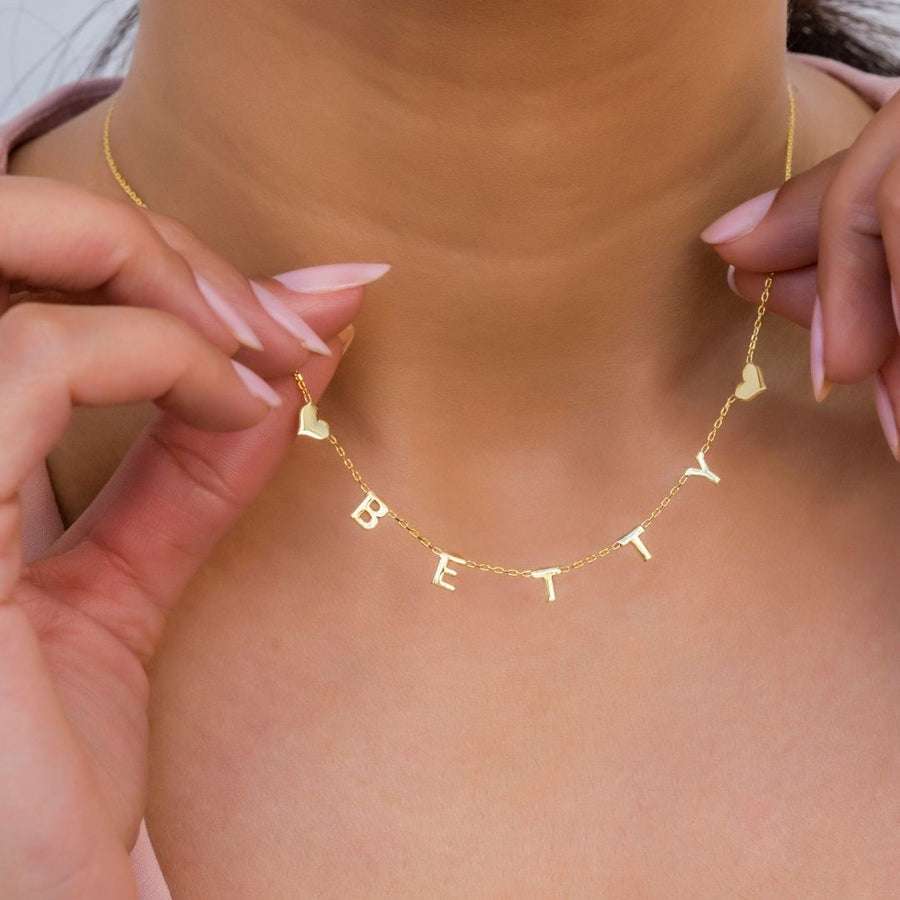14K Solid Gold Letter Necklace