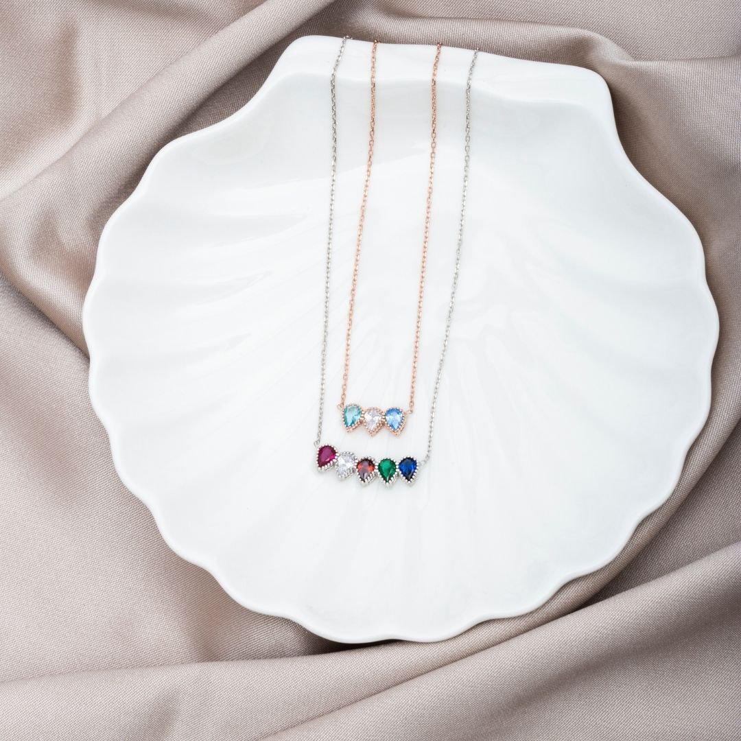 Mothers Day Gift for mama drop shaped Family birthstone necklace cute gift for moms christmas gift for her