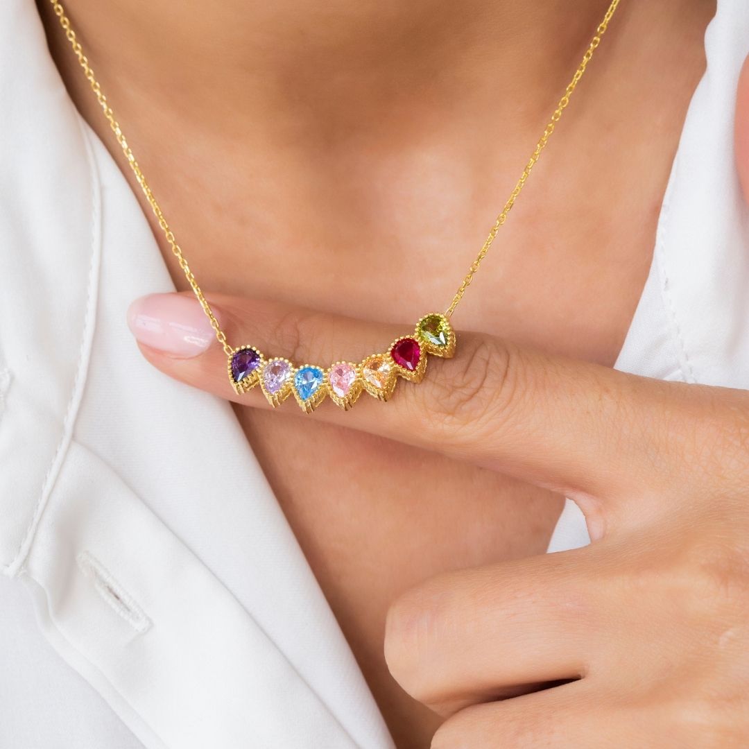 Mothers Day Gift for moms drop shape Family birthstone necklaces cute gift for mom christmas gift for her