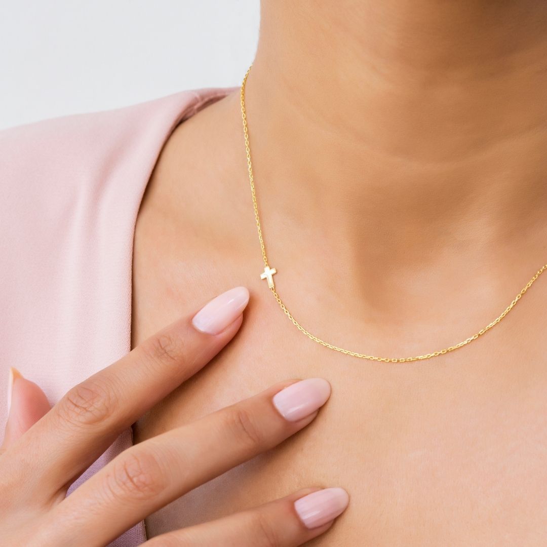Sideways Cross Necklace