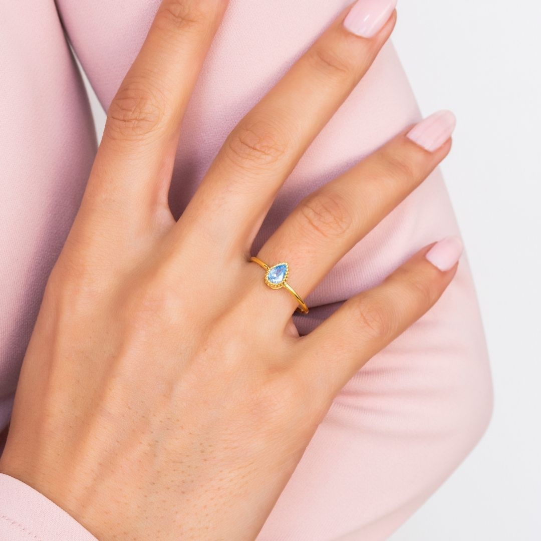 Drop Shape Birthstone Ring