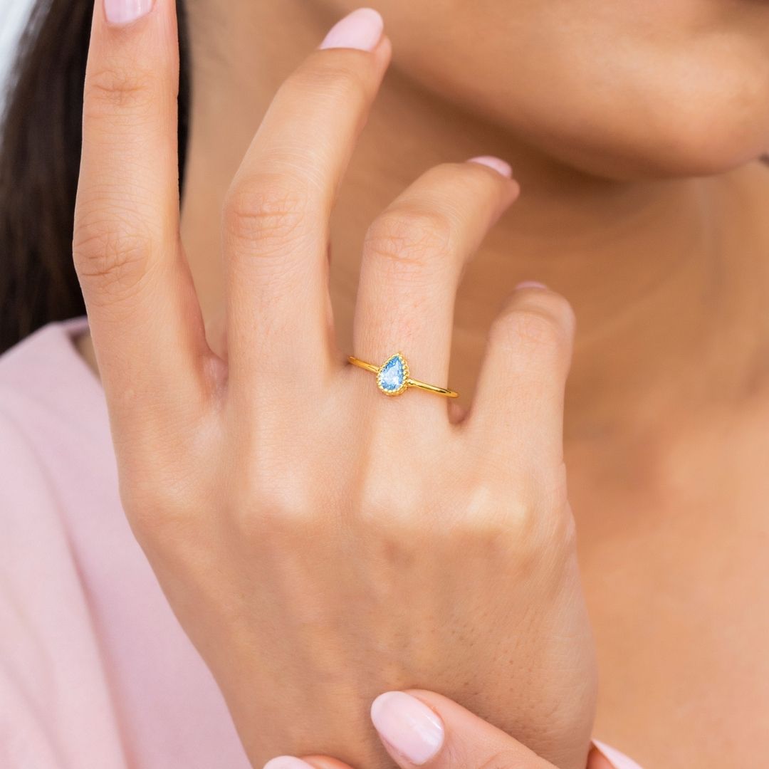 Drop Shape Birthstone Ring