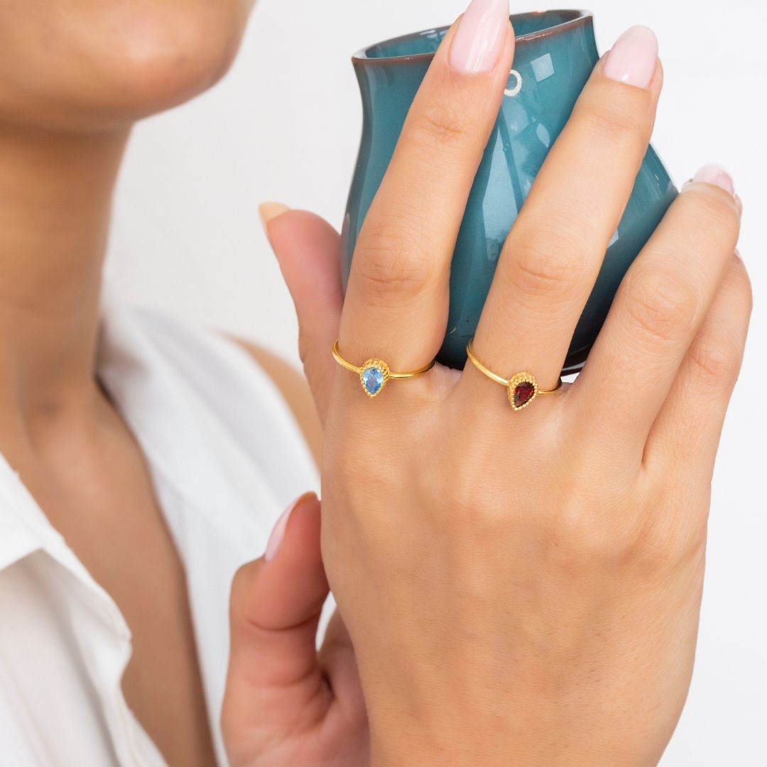 Drop Shape Birthstone Ring