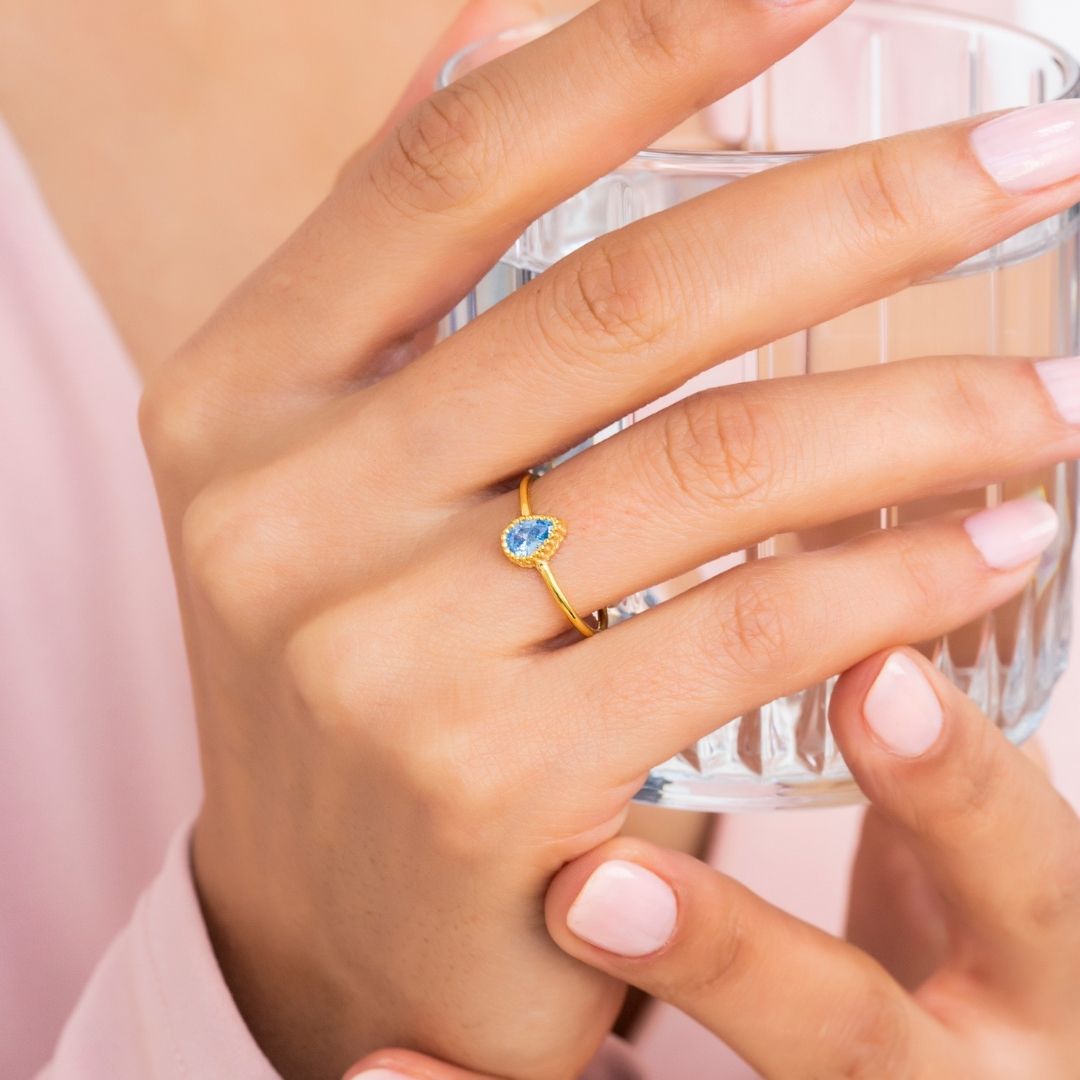 Drop Shape Birthstone Ring
