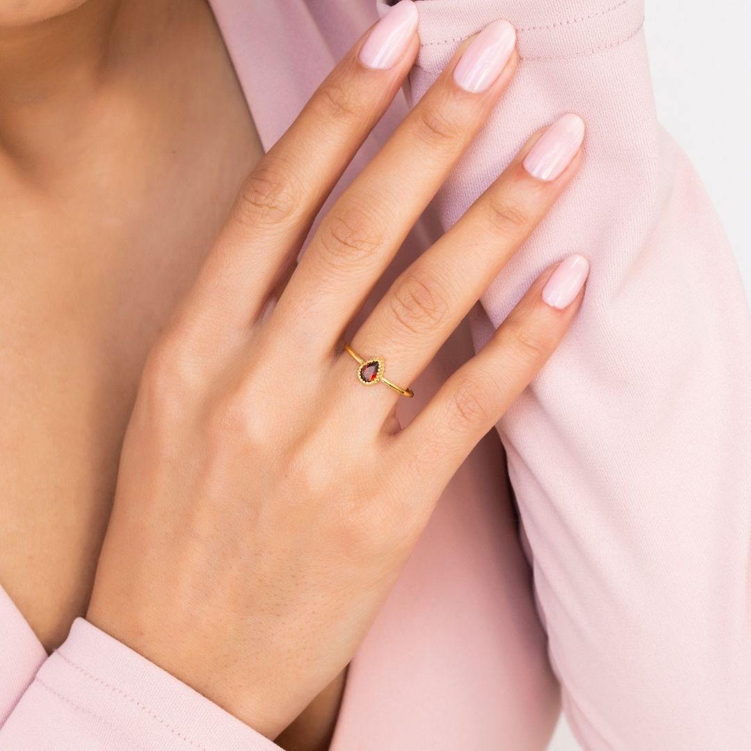 Drop Shape Birthstone Ring