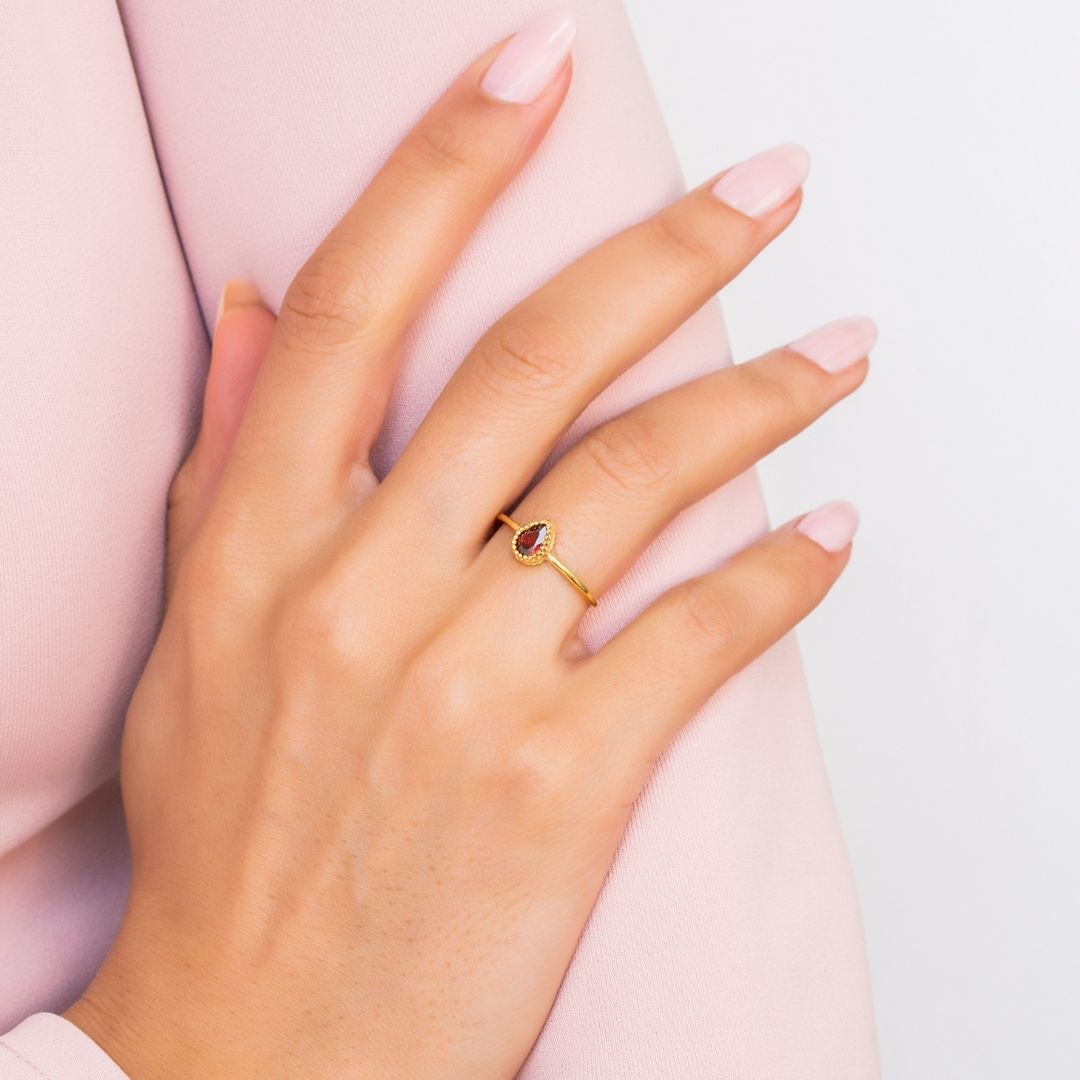 Drop Shape Birthstone Ring