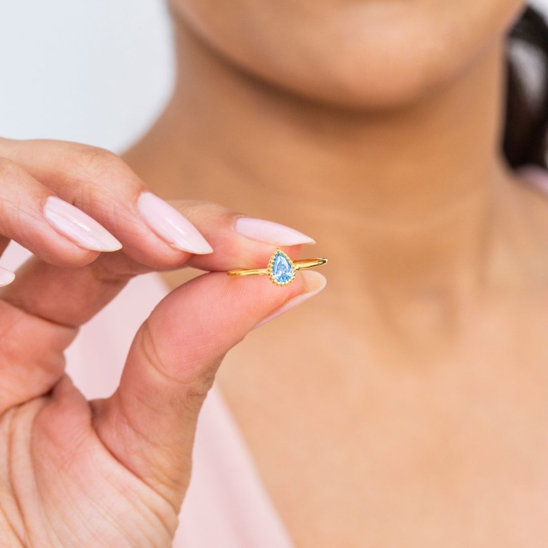 Drop Shape Birthstone Ring