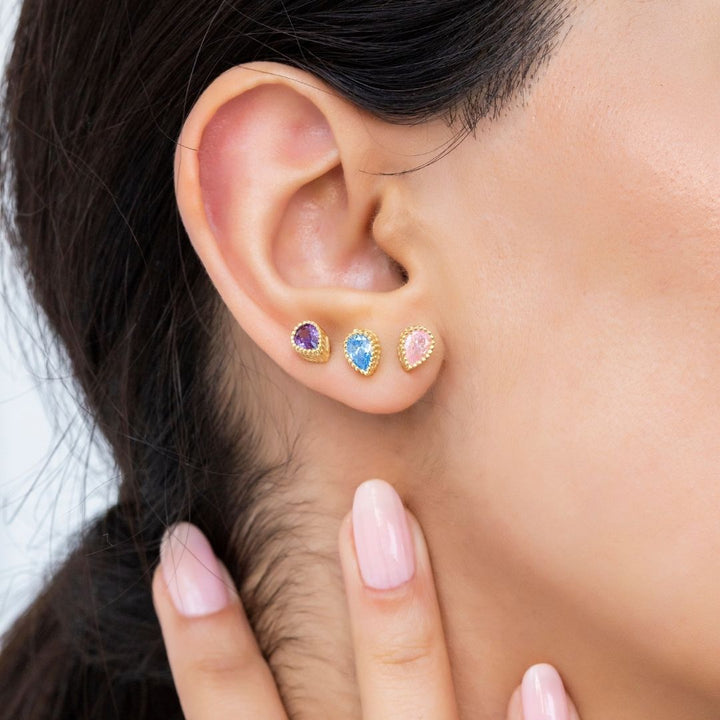 Drop Shape Birthstone Earrings