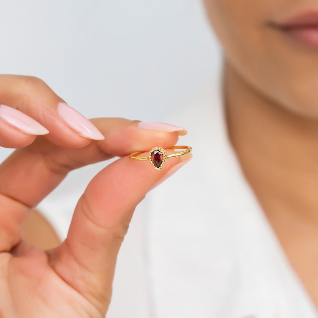 Drop Shape Birthstone Ring